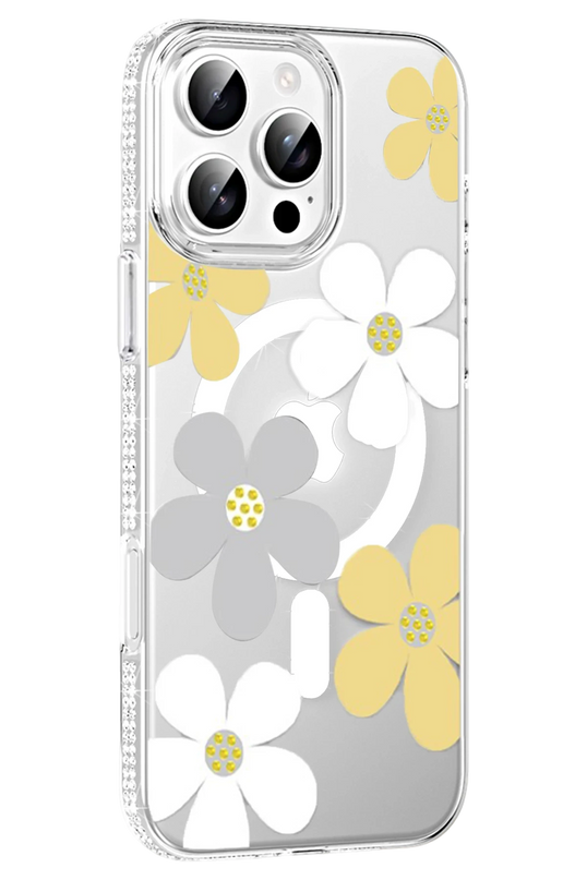 iPhone 16 Pro Max Floral Magsafe Kapak Kılıf - Sarı