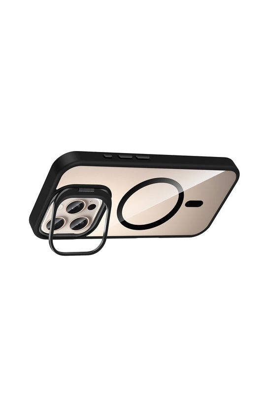 iPhone 16 Pro Max Remim Lensli Magsafe Standlı Kapak Kılıf - Siyah 4