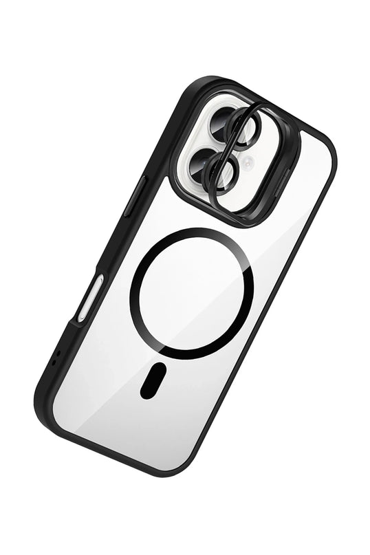 iPhone 16 Remim Lensli Magsafe Standlı Kapak Kılıf - Siyah 2