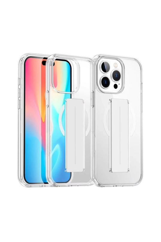 iPhone 14 Pro Max Alfa Magsafe Standlı Kapak Kılıf - Şeffaf