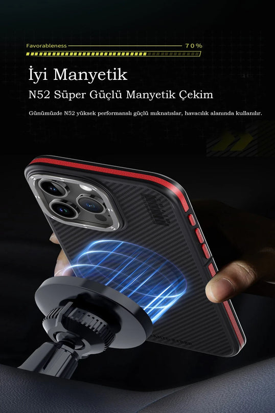 iPhone 15 Pro Max Aramid 600D Kevlar Karbon Fiber Magsafe Kapak Kılıf - Gri 5