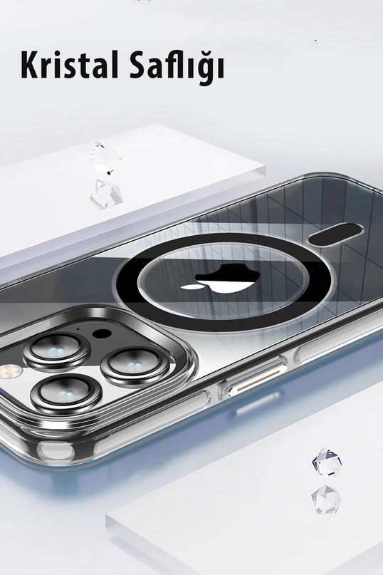 iPhone 15 Pro Max Crystal Magsafe Kapak Kılıf 5