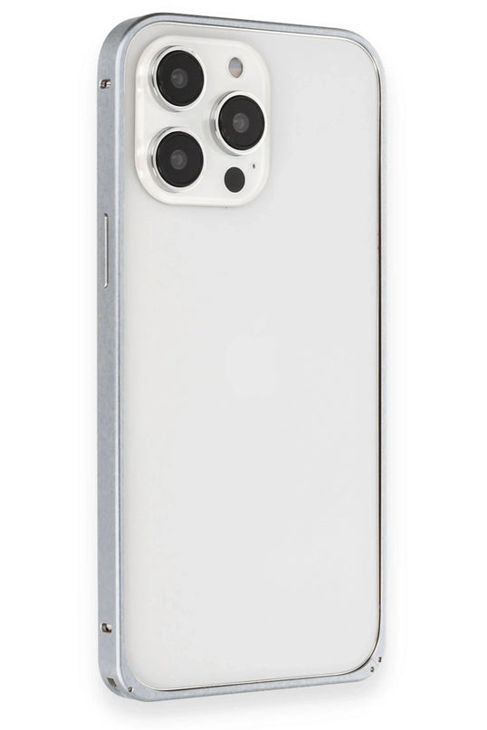 iPhone 15 Pro Max Metal Bumper Mat Kapak Kılıf - Gri 3