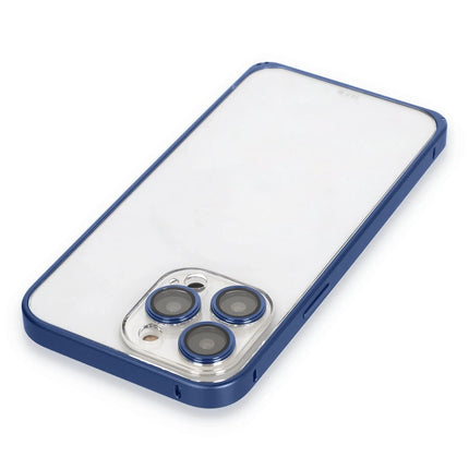 iPhone 15 Pro Metal Bumper Mat Kapak Kılıf - Lacivert 4