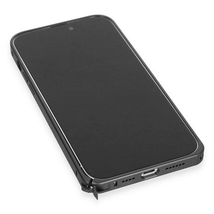 iPhone 15 Pro Metal Bumper Mat Kapak Kılıf - Siyah 6