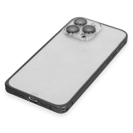 iPhone 15 Pro Metal Bumper Mat Kapak Kılıf - Siyah 5