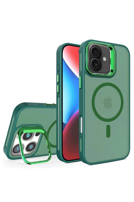 iPhone 16 Flet Lens Magsafe Kapak Kılıf - Koyu Yeşil