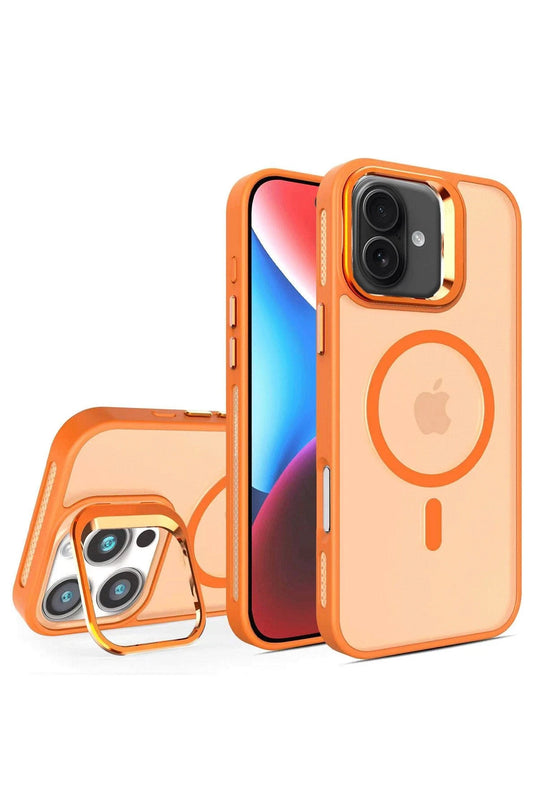 iPhone 16 Flet Lens Magsafe Kapak Kılıf - Turuncu