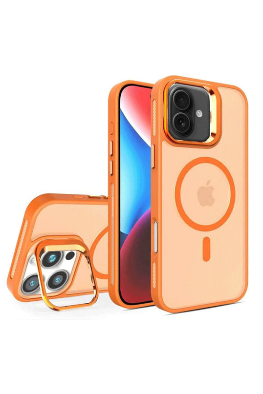 iPhone 16 Plus Flet Lens Magsafe Kapak Kılıf - Turuncu