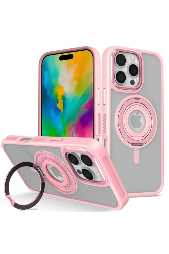 iPhone 16 Pro Max Banza Magsafe Standlı Kapak Kılıf - Pembe