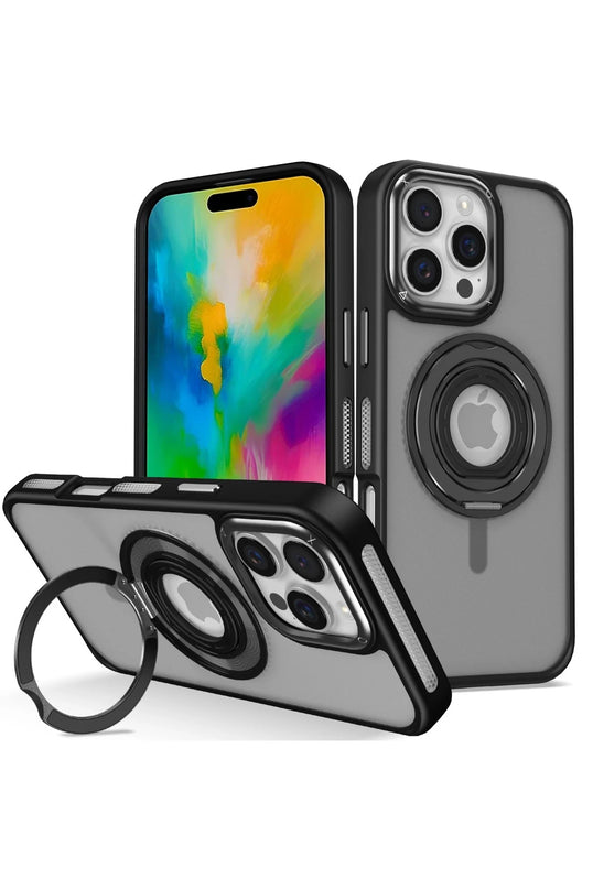 iPhone 16 Pro Max Banza Magsafe Standlı Kapak Kılıf - Siyah