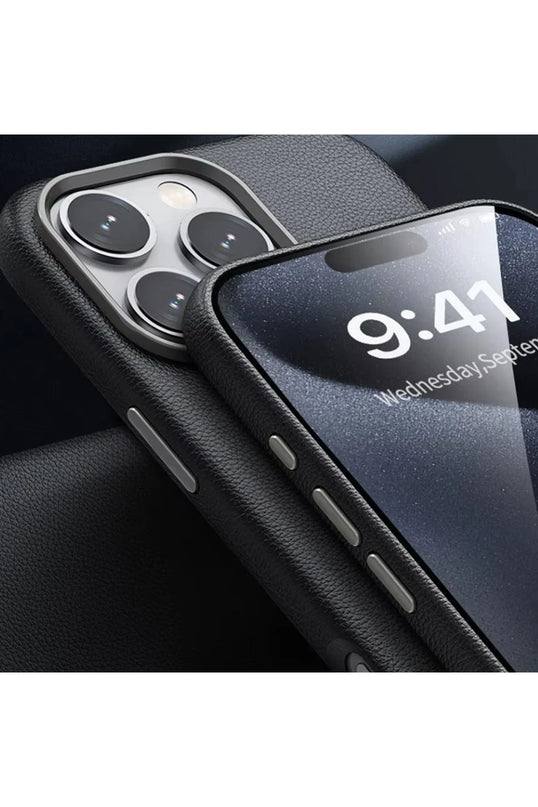 iPhone 16 Pro Max Wonder Deri Magsafe Kapak Kılıf - Siyah 2