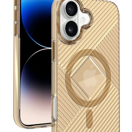 iPhone 16 Stella PC Sert Magsafe Kılıf - Gold