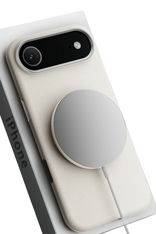 iPhone 17 Air Wonder Deri Magsafe Kapak Kılıf - Beyaz 3
