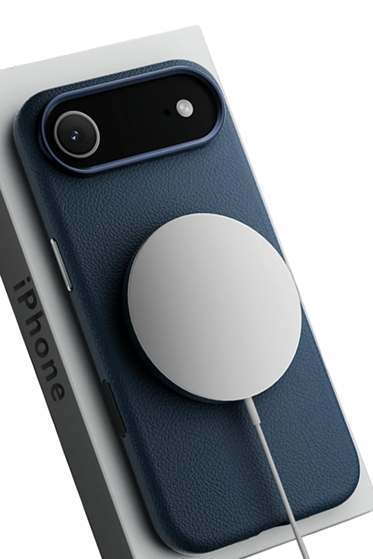 iPhone 17 Air Wonder Deri Magsafe Kapak Kılıf - Lacivert 3