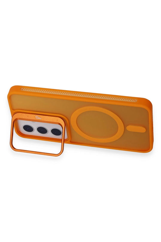 Samsung Galaxy S24 Flet Lens Magsafe Kapak Kılıf - Turuncu 5