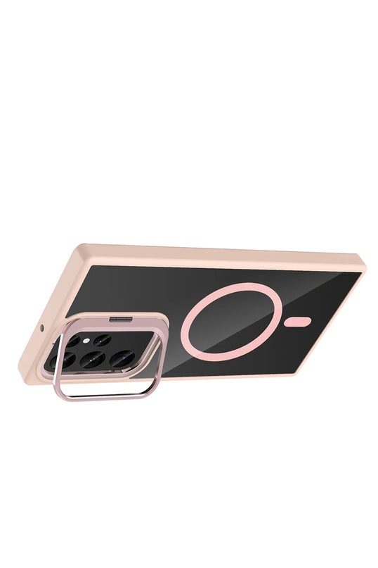 Samsung Galaxy S25 Ultra Remim Lensli Magsafe Standlı Kapak Kılıf - Pembe 3
