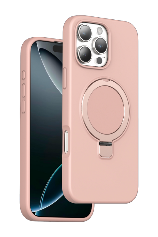 iPhone 16 Pro Max Magi Pro Standlı Magsafe Kapak Kılıf - Pembe