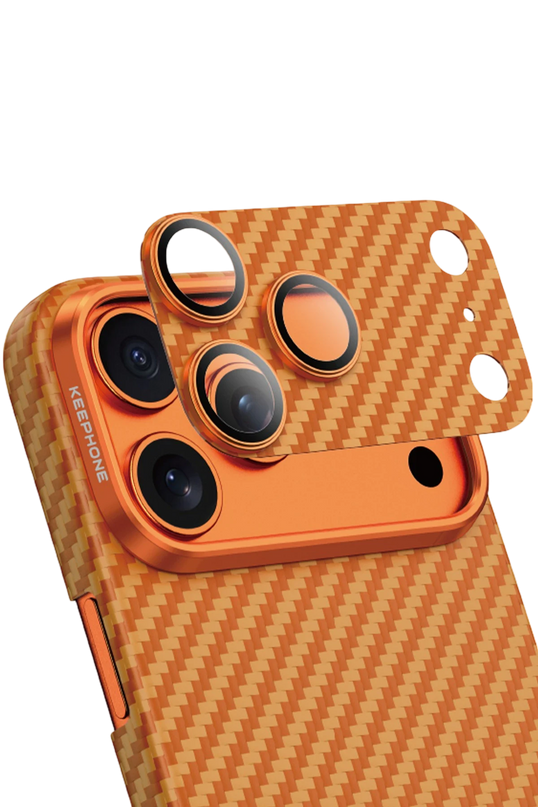 iPhone 17 Pro Kevlar Kamera Lens - Koyu Turuncu