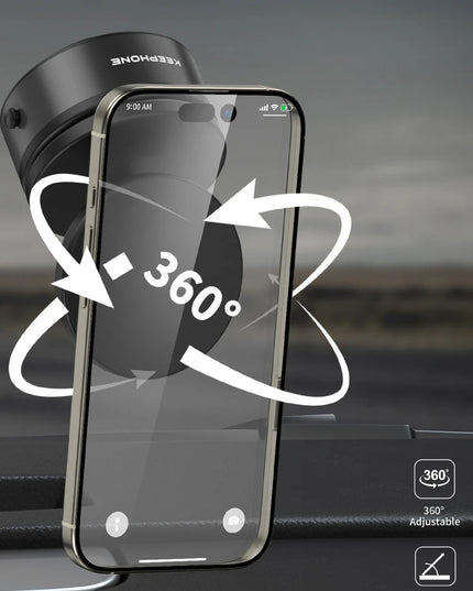 CR107 Vantuzlu 360 Derece Ayarlanabilir Kablosuz Şarj Destekli Manyetik Magsafe Telefon Tutucu - Siyah 8