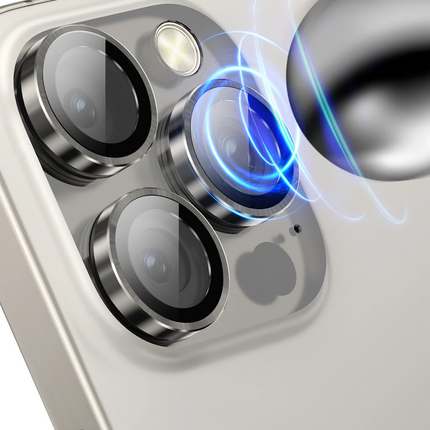 iPhone 14 Pro Max 3D Spiral Alüminyum AR Kamera Lens Koruyucu - Gold 3