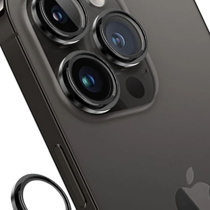 iPhone 14 Pro Max Capital Alüminyum AR Kamera Lens Koruyucu - Siyah