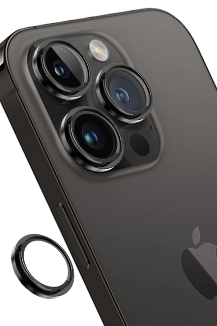 iPhone 14 Pro Max Capital Alüminyum AR Kamera Lens Koruyucu - Siyah