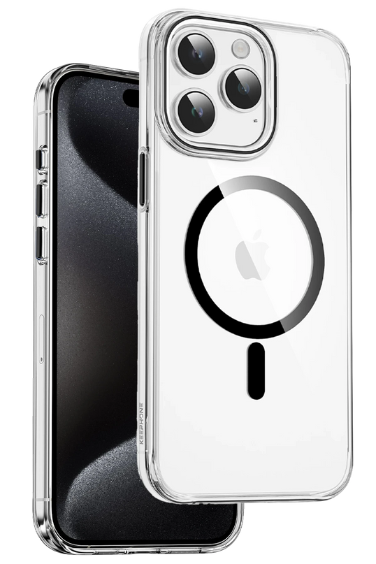 iPhone 15 Pro Max Aurora Şeffaf Magsafe Kılıf - Siyah