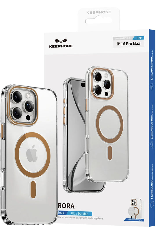 iPhone 15 Pro Max Aurora Şeffaf Magsafe Kılıf - Titanyum Gri 3