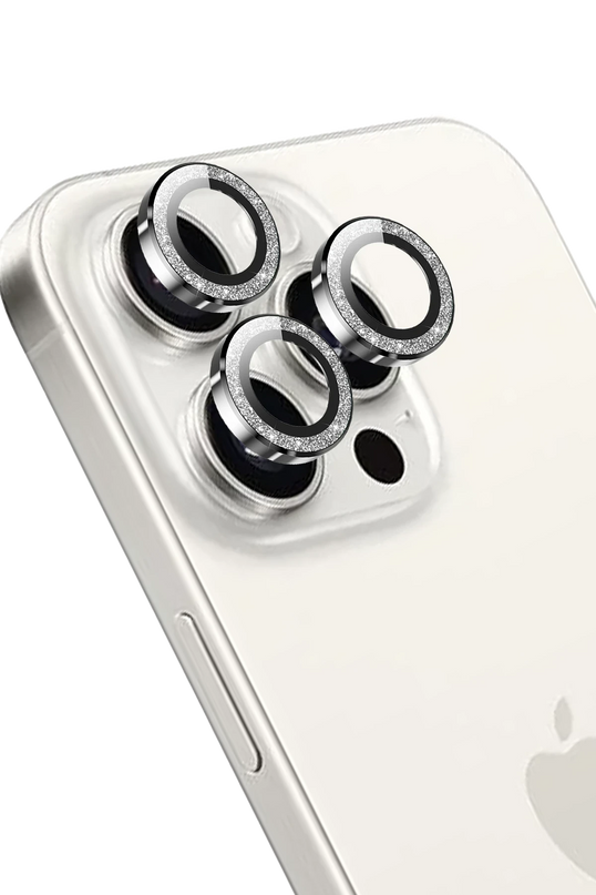 iPhone 15 Pro Max Maria Simli Kamera Lens Koruyucu - Gümüş