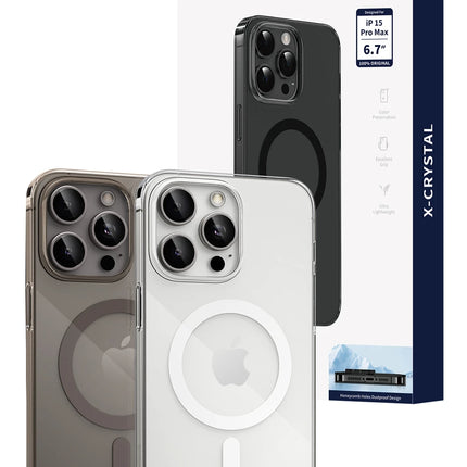iPhone 15 Pro Max X-Crystal Slim Magsafe Kılıf - Natural Grey 5
