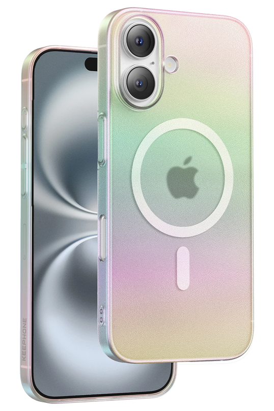 iPhone 16 Fantasia Gökkuşağı Magsafe Kılıf - Beyaz
