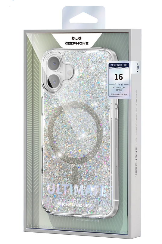 iPhone 16 Plus Interstellar Glitter Magsafe Kılıf - Gümüş 4