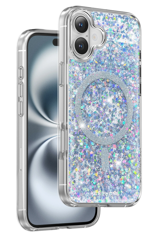iPhone 16 Plus Interstellar Glitter Magsafe Kılıf - Mavi