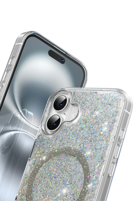 iPhone 16 Plus Interstellar Glitter Magsafe Kılıf - Mavi 2