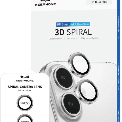 iPhone 16 Pro Max 3D Spiral Alüminyum AR Kamera Lens Koruyucu - Beyaz 4