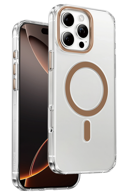 iPhone 16 Pro Max Aurora Şeffaf Magsafe Kılıf - Çöl Titanyum