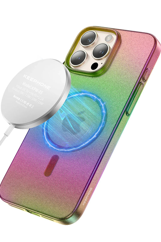 iPhone 16 Pro Max Fantasia Gökkuşağı Magsafe Kılıf - Siyah 4
