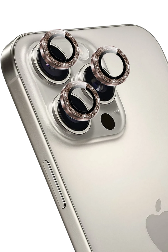 iPhone 16 Pro Max Maria Simli Kamera Lens Koruyucu - Çöl Titanyum