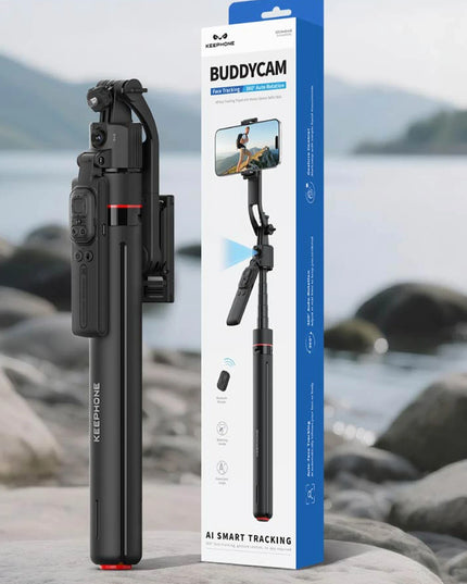 KP-LA06 BuddyCam 360 Derece AI Auto-Tracking Özellikli BT Selfie Gimbal – Siyah 10
