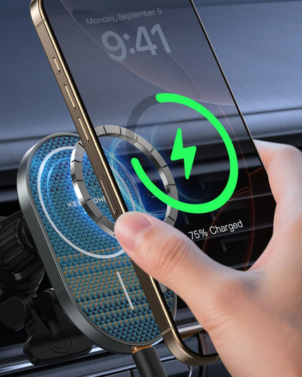 KPW-081 Kevlar Seanova 2in1 360 Derece Ayarlanabilir 15W Kablosuz Şarj Destekli Manyetik Magsafe Telefon Tutucu - Ay Doğumu 8
