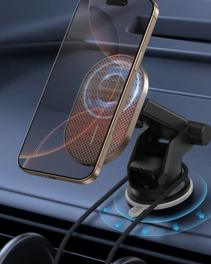 KPW-081 Kevlar Seanova 2in1 360 Derece Ayarlanabilir 15W Kablosuz Şarj Destekli Manyetik Magsafe Telefon Tutucu - Gün Batımı 10