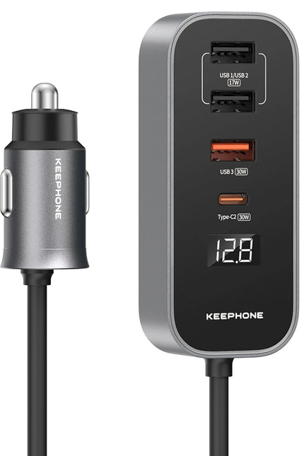 RevAmp CC14 2 Adet 17W USB 1 Adet 30W USB ve 1 Adet 30W Type-C Çıkışlı PD Hızlı Araç Şarj - Koyu Gri