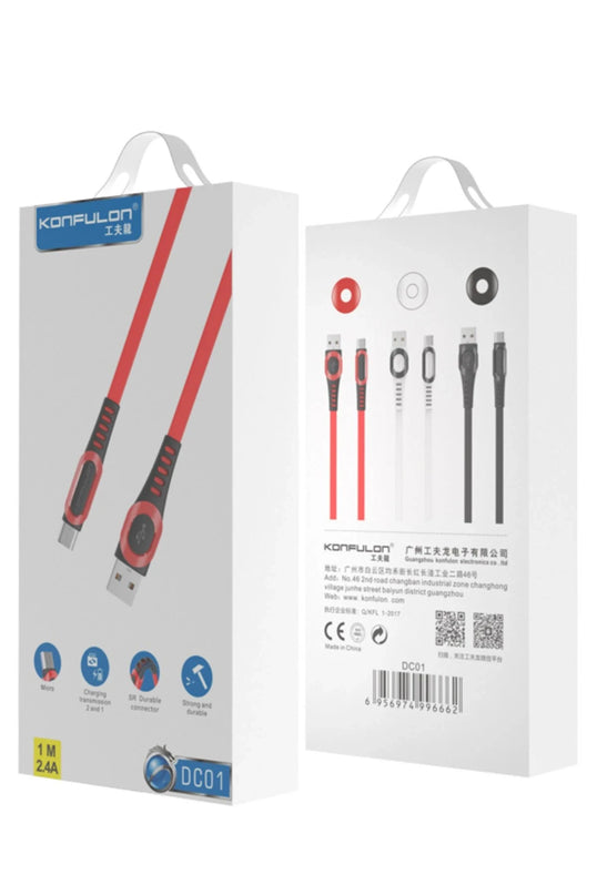 DC01 Süper Hızlı Micro USB Kablo 1M 2.4A - Kırmızı 2