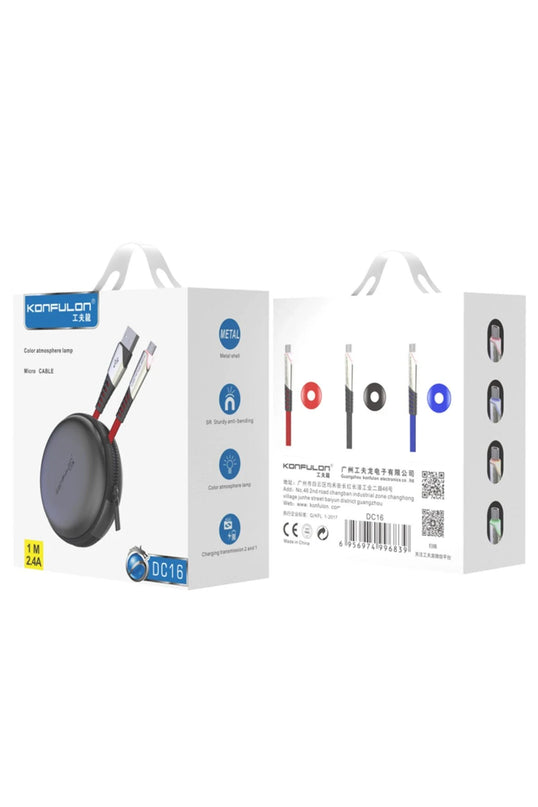 DC16 Micro USB Kablo 1M 2.4A - Mavi 3