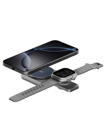 MagDuo 2in1 Katlanabilir 15W Telefon ve 2.5W Saat Masaüstü Hızlı Şarj Standı - Lacivert 5