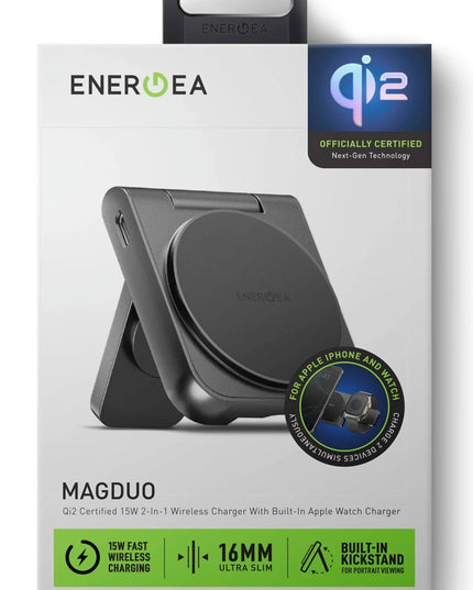 MagDuo 2in1 Katlanabilir 15W Telefon ve 2.5W Saat Masaüstü Hızlı Şarj Standı - Koyu Gri 7