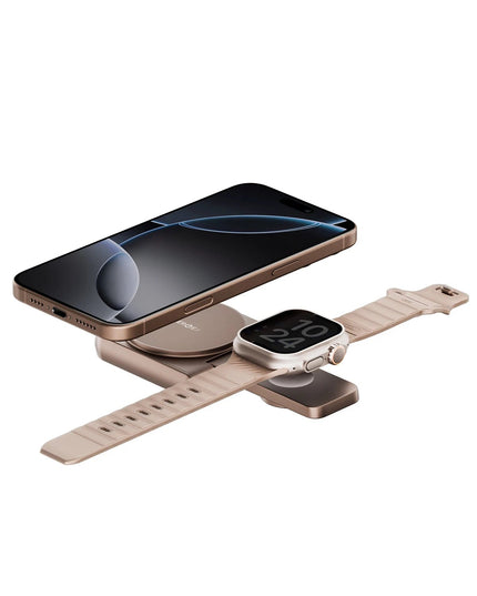 MagDuo 2in1 Katlanabilir 15W Telefon ve 2.5W Saat Masaüstü Hızlı Şarj Standı - Gold 5