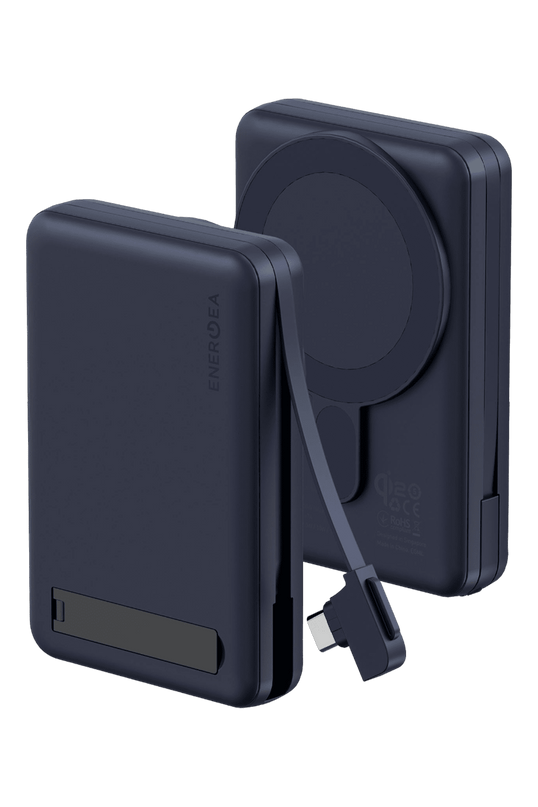 MagPac Pro Plus Qi2 10.000mAh 1 Adet 20W Type-C 1 Adet 20W Type-C Kablo ve 15W Kablosuz Şarj Çıkışlı PD Hızlı Şarj Magsafe Powerbank - Mavi