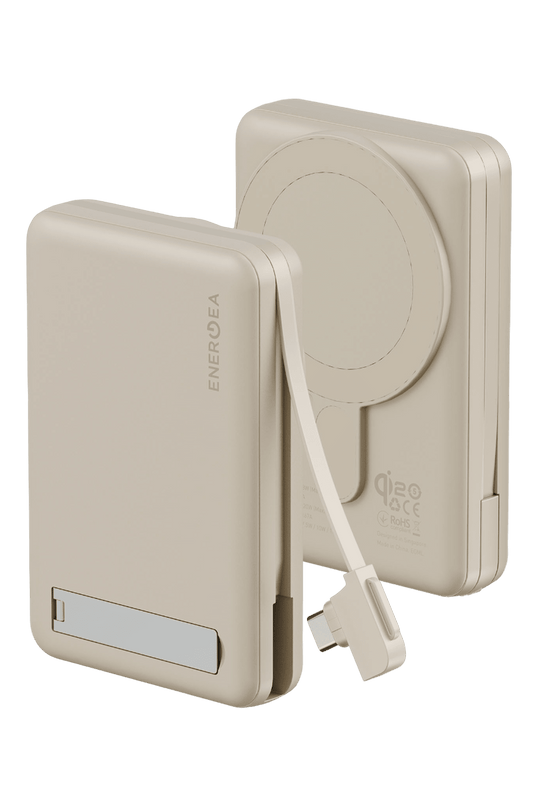 MagPac Pro Plus Qi2 10.000mAh 1 Adet 20W Type-C 1 Adet 20W Type-C Kablo ve 15W Kablosuz Şarj Çıkışlı PD Hızlı Şarj Magsafe Powerbank - Krem